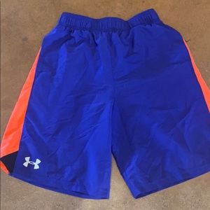 Under Armour blue/orange soccer shorts